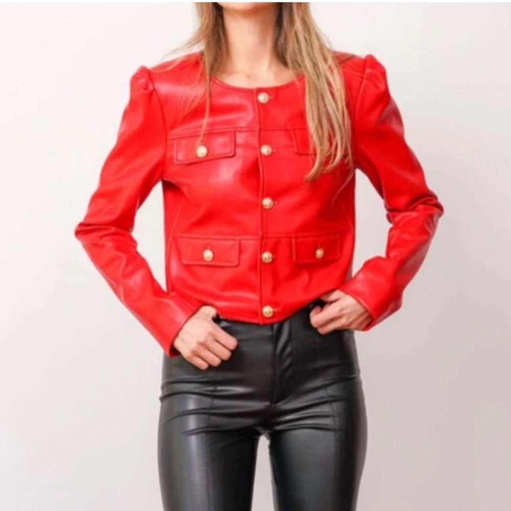 CENTRAL PARK WEST Hayes faux Leather Jacket Size Medium